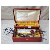 Vtg Jewelry Box w/ Tie Clips, Cuff Links, Bracelet
