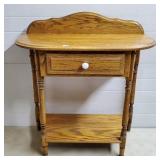 Oak Hallway Table w/ White Knobbed Drawer