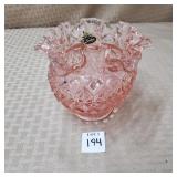 Fenton Pink Ruffled Bowl