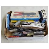 Tray Lot of Mixed Hand Tools, Pliers, Chisels,