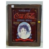 Vtg Coca Cola Relieves Fatigue Reverse Glass Sign