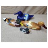 Wooden Duck Decoys & Blue Glazed Duck