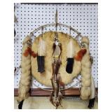 Large Fur & Feather Dreamcatcher Wall Hanging