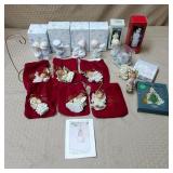 Lot of Heirloom Angel Xmas Ornaments w/ Velvet