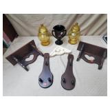 Amethyst Doubled Handled Vase, Amber Glass