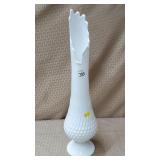 Fenton White Milk Glass Hobnail Swung Vase