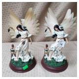 Pair of 2 Native Inspired Angelic Woman Statues