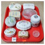 Lot of Assorted Porcelain & Crystal Trinket Boxes