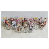 Large Collection of Christmas Coca Cola Glasses