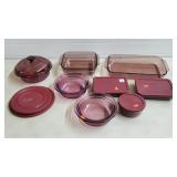 Large Pyrex & Visions Cranberry Glass Bakeware