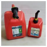 Pair of Red Gasoline Cans, 2 & 5 Gallons