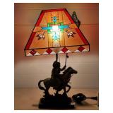 Native American Chief on Horseback Table Lamp