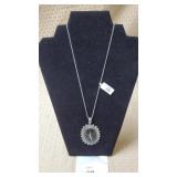 Mud Crack Fossil Pendant Necklace with Chain