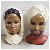 Lee Wards Chalkware Middle Eastern Busts