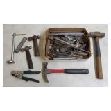 Tray Lot of Mixed Hammers, Mullets, Hand Tools