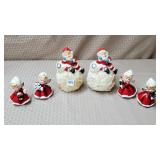 Set of 4 Napcoware Christmas Angels & Vtg Santa