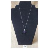 Italian S.925 Amethyst w/ Diamond Cluster Pendant