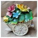 Italian Capodimonte Wagon Bouqet Centerpiece