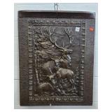Antique Cast Iron Fireplace Door w/ Deer Stag &
