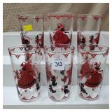 Set of 6 Vintage Red & Black Scottie Dog Tumblers