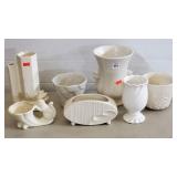 Lot of Vintage Ivory Glazed Vases & Planters