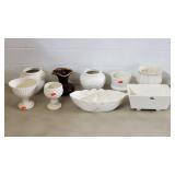 Lot of Vtg Hull Ivory Glazed & Brown Dripware Vase