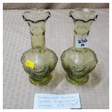 Pair of Imperal Glass Loganberry Ruffled Vases