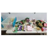Lot of Assorted Xmas Decorations w/ Tote