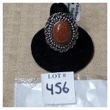 Red Sun Stone Ring Size 8