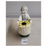 Vtg Aluminia Royal Copenhagen Girl w/ Basket