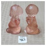 Fenton Pink Satin Glass Praying Children