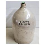 Antique 3 Gallon L. Lewith Wilkes-Barre, PA Jug