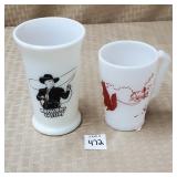 Hoppalong Cassidy Milk Glass & Red Riding Hood Mug