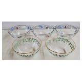 Lot of Lenox Floral & Holiday Glass Mixing Bowls