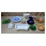 Lot of Carnival Glass, Green Glass, Fireking Cup