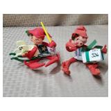Lot of 2 Annalee Thorndike Elf Dolls