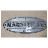 Cast Aluminum Masonelian Oval Plaque