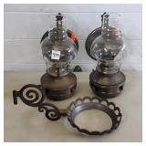 Pair of Vintage Wall Mount Oil Lamps,