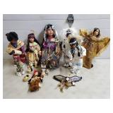 Lot of Assorted Native American Dolls,