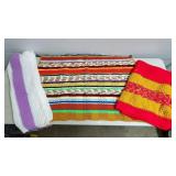 Lot of 3 Hand Crochet Afghan Blankets