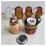 Amber Glass Candle Holders, Candlesticks,