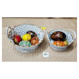 Pair of Porcelain Baskets w/ Handpainted Panksy