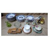 Mixed Lot of Snowman Dishes, Floral Vases, Figures