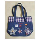 Longaberger Denim Patriotc Star Tote Bag