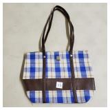 Longaberger Blue Plaid Tote Bag