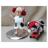 Lot of 2 Annalee Thorndike Ice Skater & Sleigh
