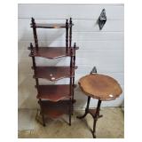 Pair of Vintage Wood Corner Etagere Shelf & Accent