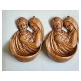 Pair of Vintage Koziol Holy Family Water Fonts