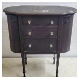 Antique Drop Front Sewing Cabinet w/ Glass Knobs