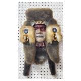 Large Native American Style Wall Mask w/ Faux Fur